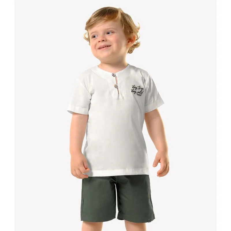 Conjunto Infantil Camisa Com Bermuda Trick Nick Bege 1