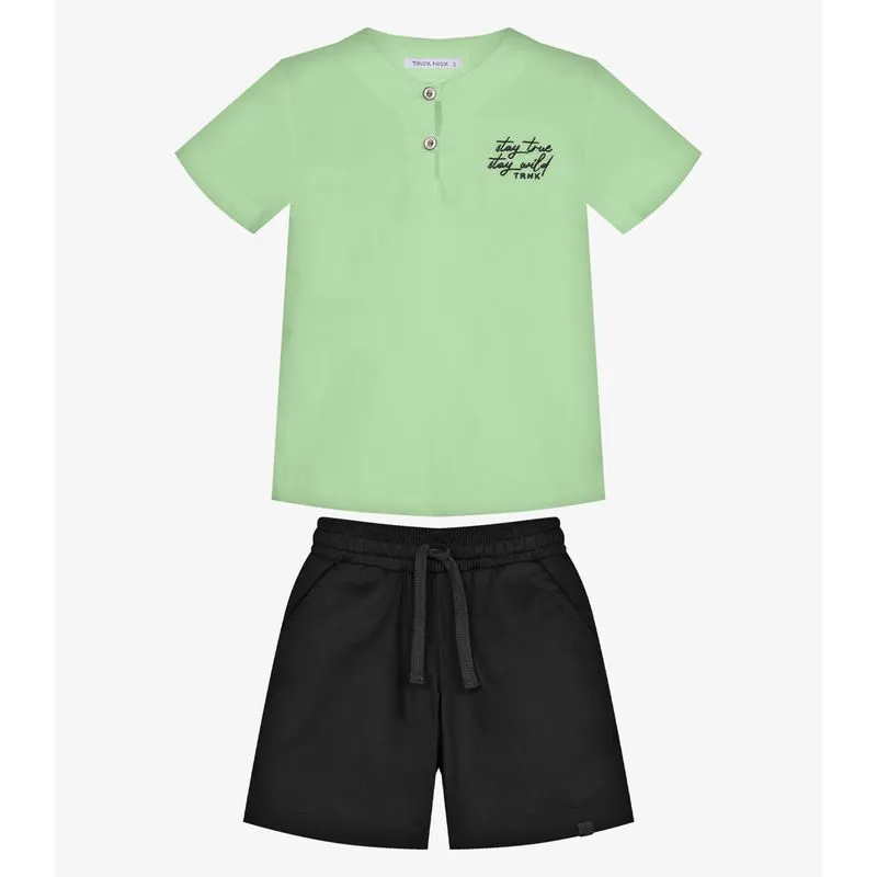 Conjunto Infantil Camisa Com Bermuda Trick Nick Verde 3