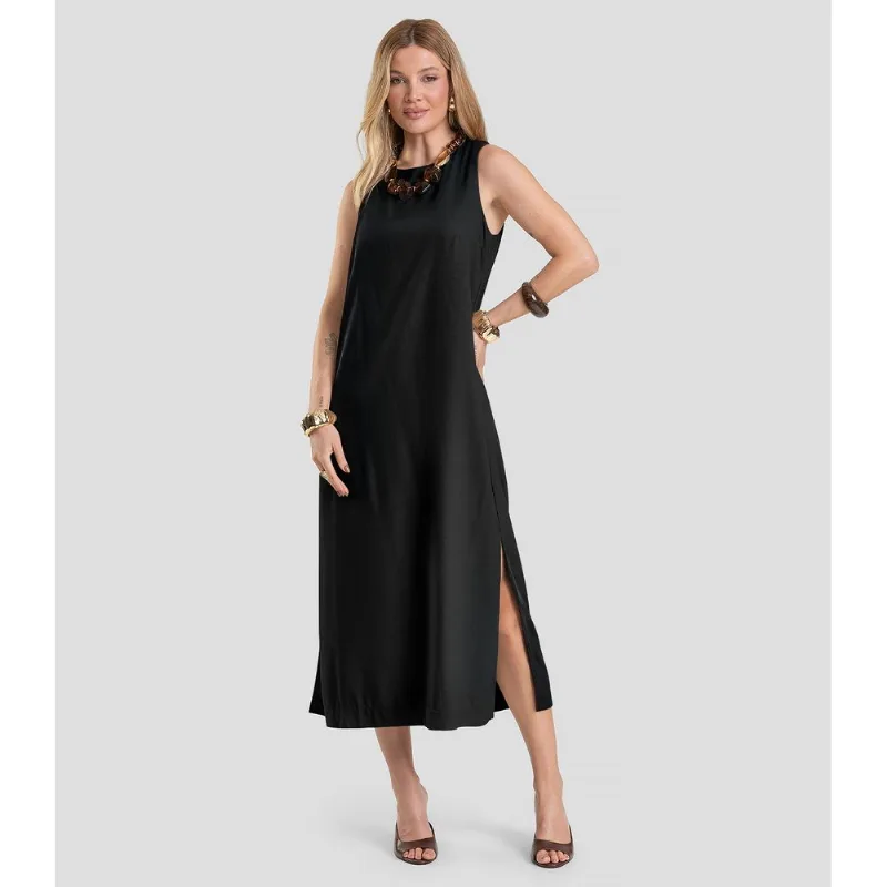 Vestido Midi Feminino em Tecido Linho Dianna Preto GG