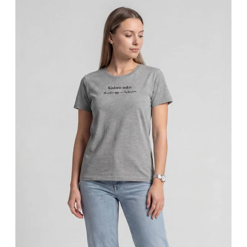 Blusa Feminina Manga Curta Infinita Cor Cinza GG