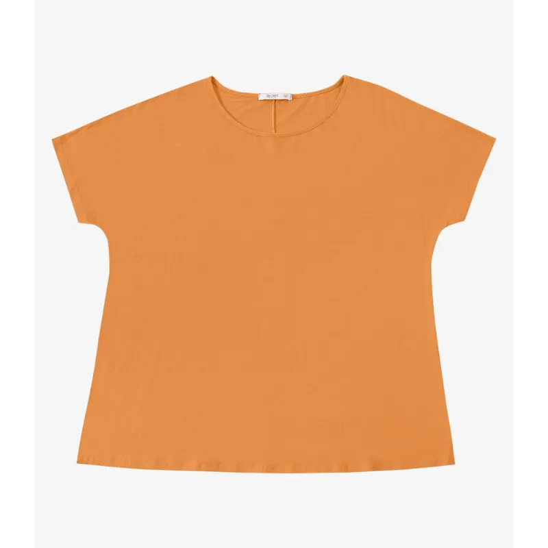 Blusa Manga Curta Feminina Plus Size Secret Glam Marrom Plus G3