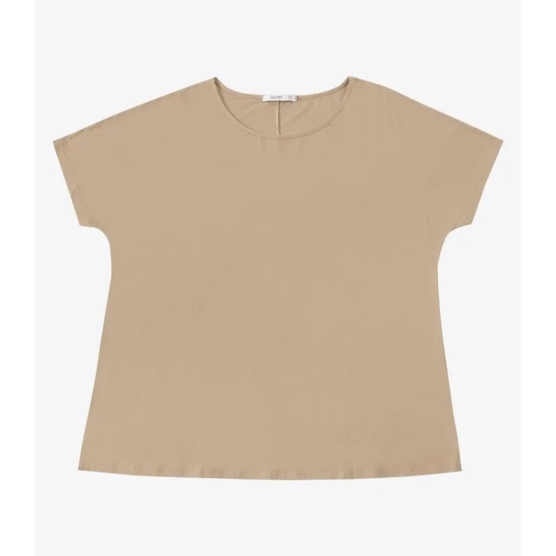 Blusa Feminina Manga Morcego Plus Size Secret Glam Marrom Plus G1