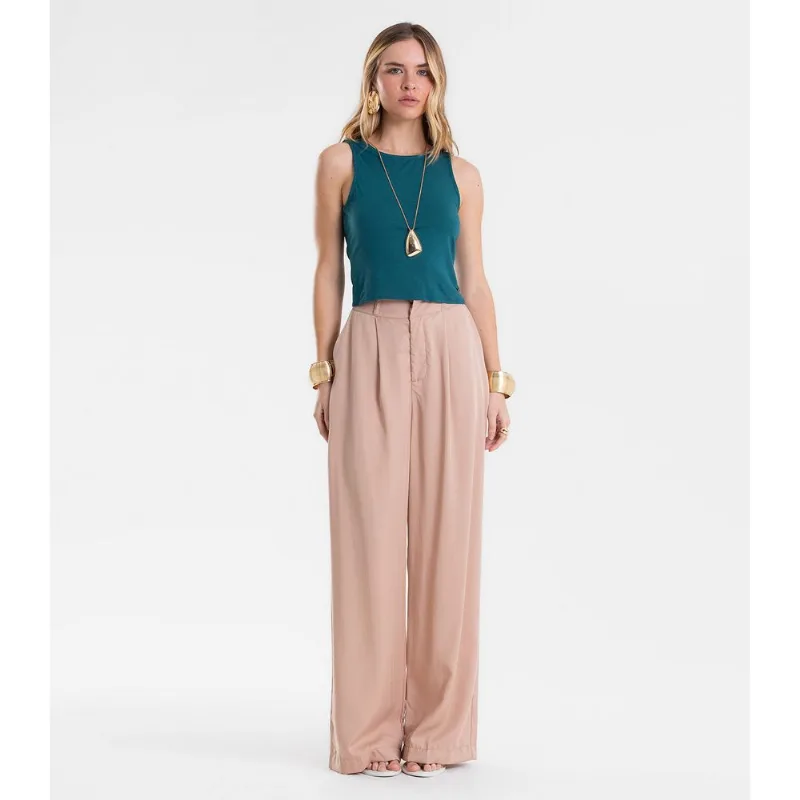 Calça Feminina Pantalona Alfaiataria Endless Marrom M