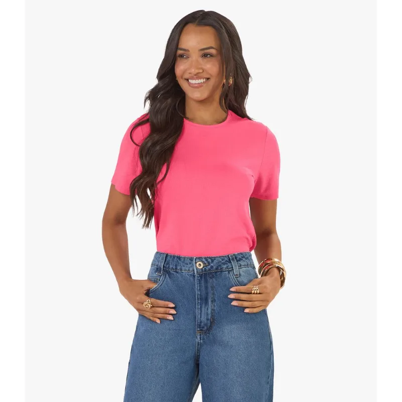 Blusa Feminina Básica Visco Maquinetada Rovitex Rosa M
