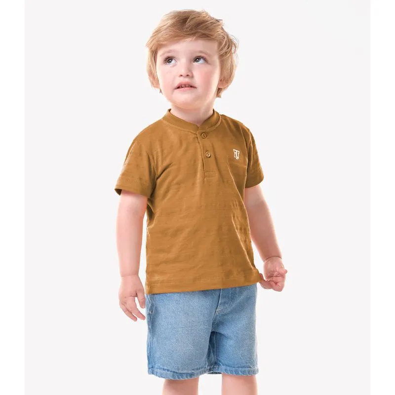 Conjunto Camiseta Com Bermuda Infantil Trick Nick Marrom 1