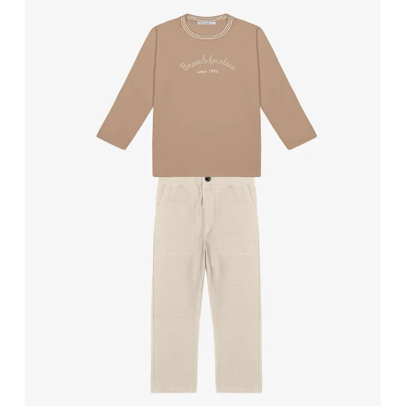 Conjunto Camiseta Com Calça Masculino Trick Nick Marrom 10