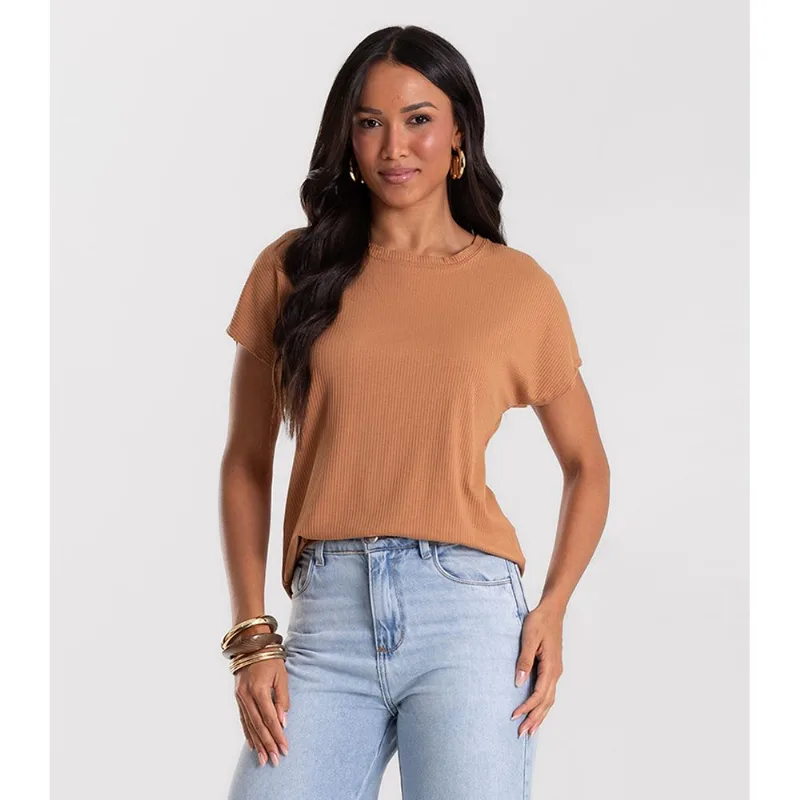 Blusa Feminina Canelada Rovitex Marrom M