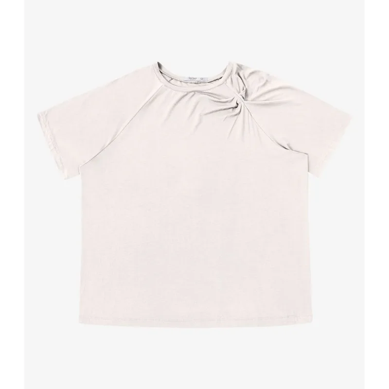 Blusa Feminina Manga Raglan Secret Glam Bege Plus G1