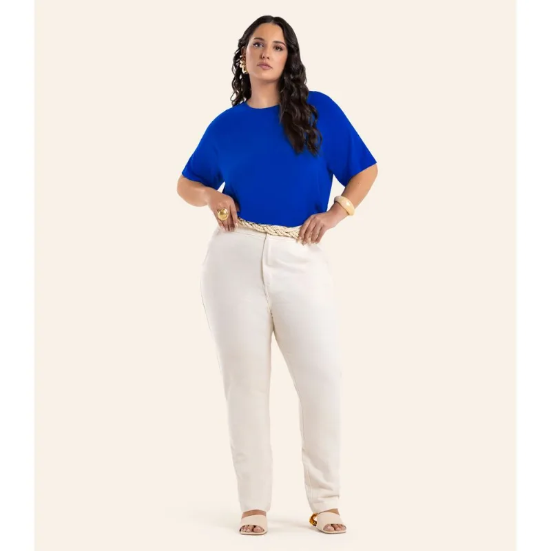Blusa Feminina Manga Raglan Secret Glam Azul Plus G1
