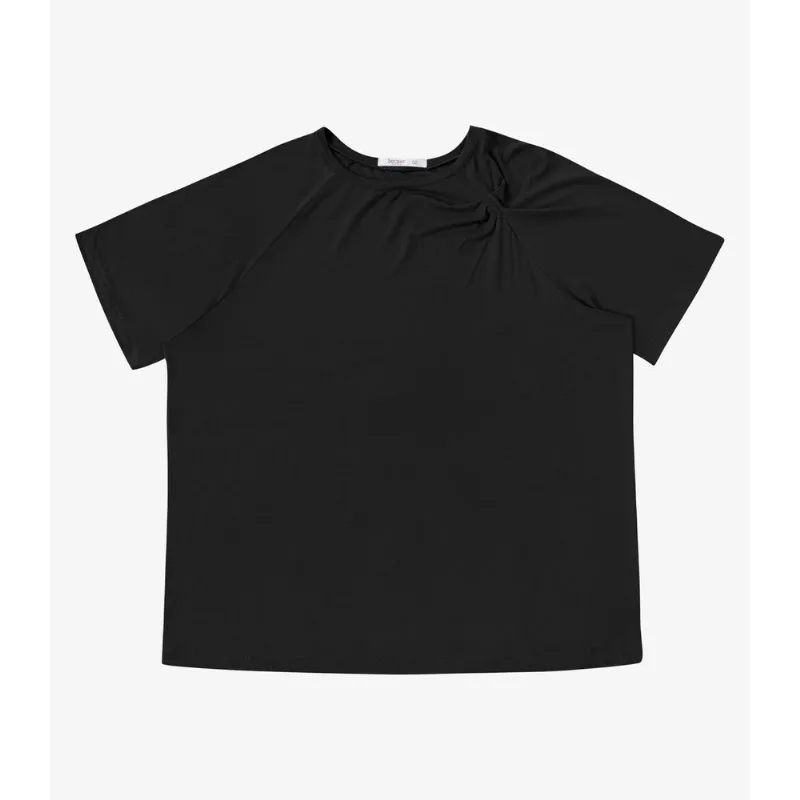 Blusa Feminina Manga Raglan Secret Glam Preto Plus G1