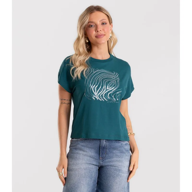 Blusa Feminina Viscotorcion Com Estampa Rovitex Verde G