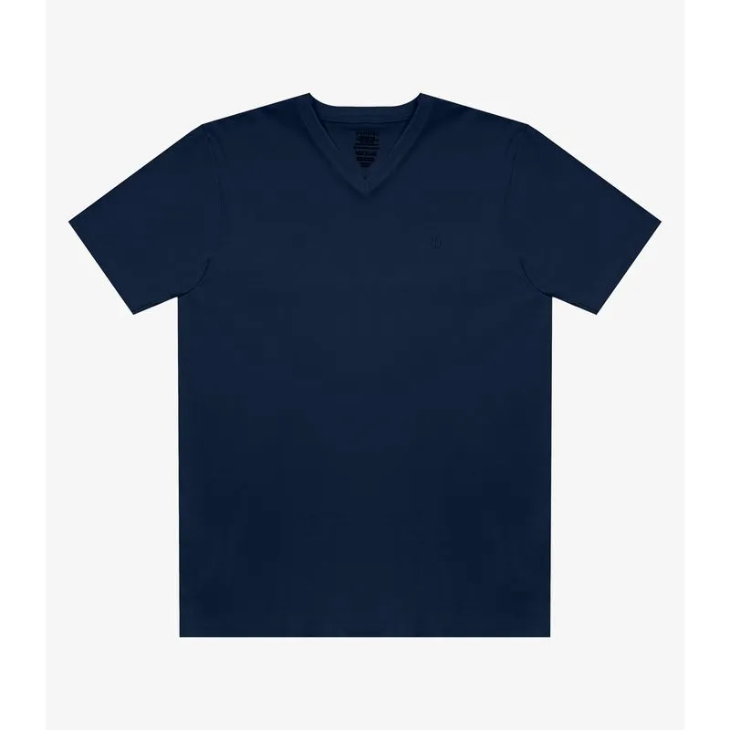 Camiseta Masculina Decote V Em Meia Malha Diametro Azul G