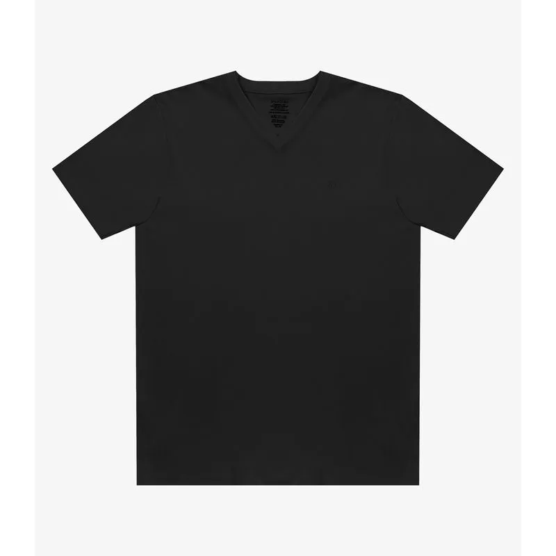 Camiseta Masculina Decote V Em Meia Malha Diametro Preto P