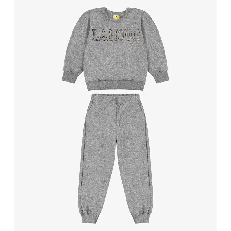 Blusão Com Calça Moletom Rovi Kids Cinza 16