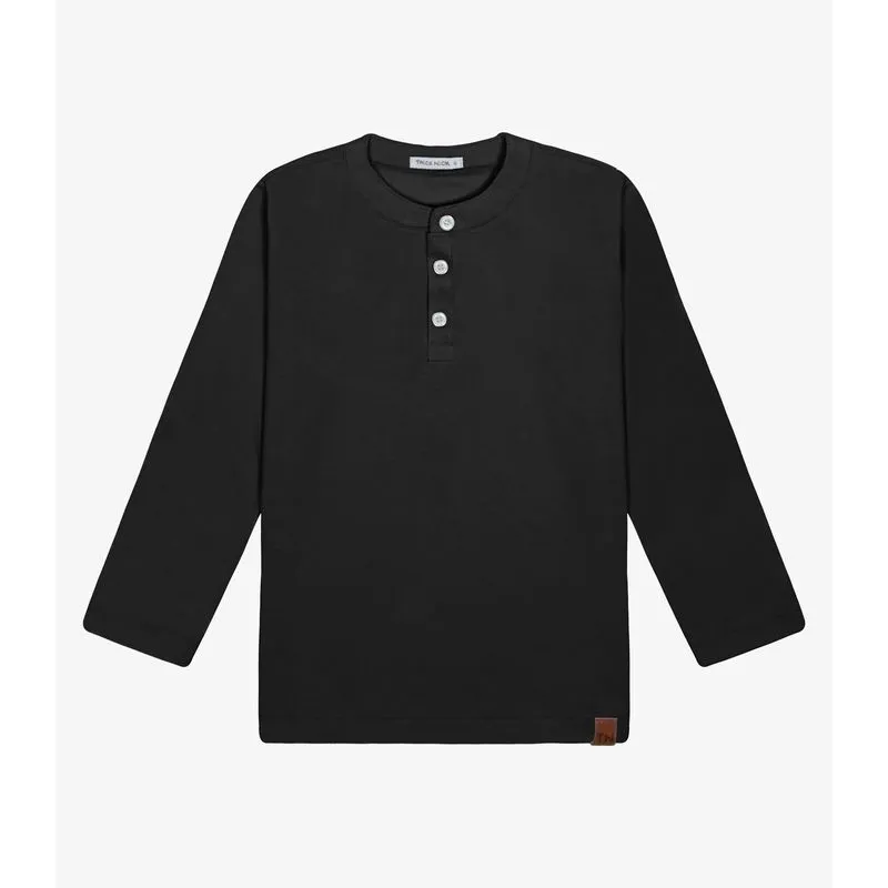 Polo Infantil Manga Longa Menino Trick Nick Preto 14