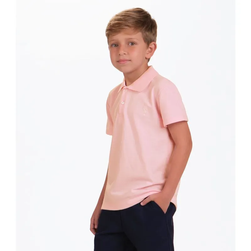 Polo Menino Em Piquet Trick Nick Rosa 14
