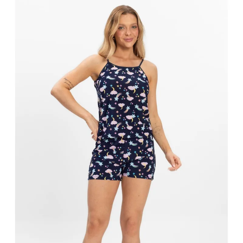 Short Doll Curto Feminino De Liganete Bella Ana Azul GG