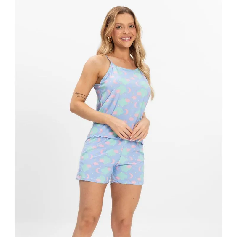 Short Doll Curto Feminino De Liganete Bella Ana Azul P