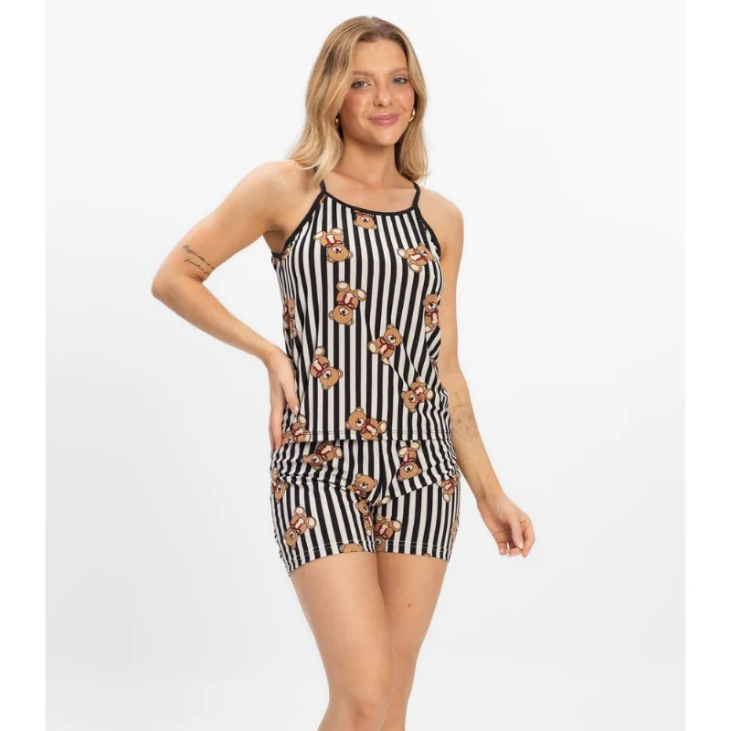 Short Doll Curto Feminino De Liganete Bella Ana Preto GG