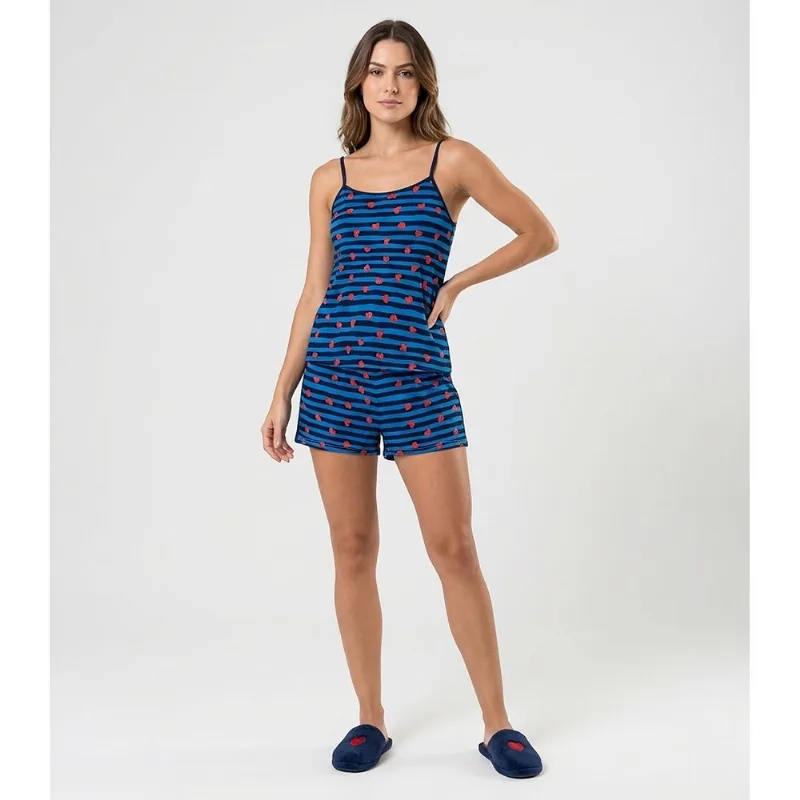 Short Doll Curto Feminino De Liganete Bella Ana Azul M