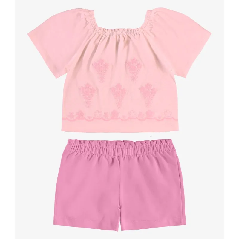 Conjunto Infantil Shorts Com Blusa Rovi Kids Rosa 3
