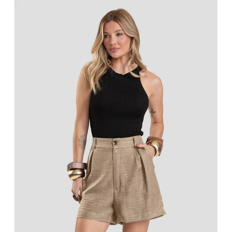 Shorts Feminino em Tecido Dianna Marrom PP
