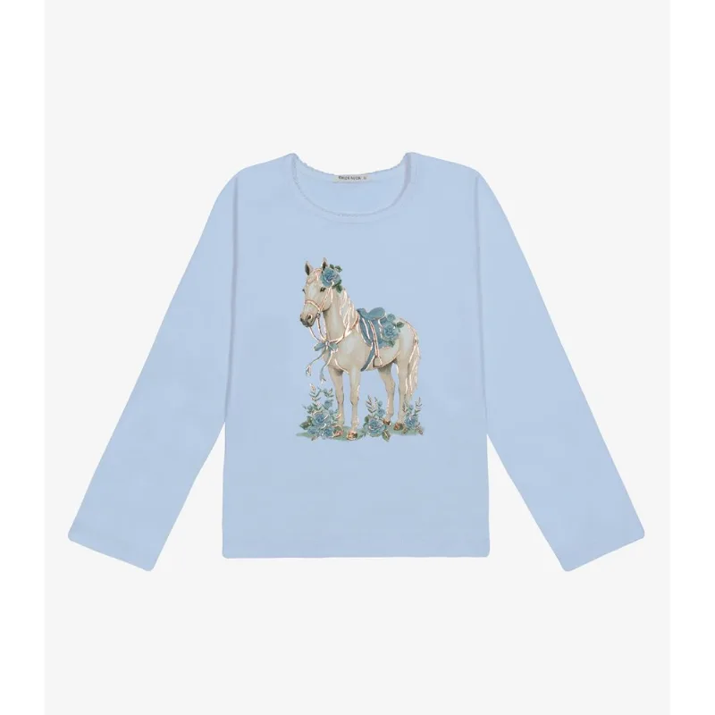 Blusa Feminina Infantil Manga Longa Trick Nick Azul 6