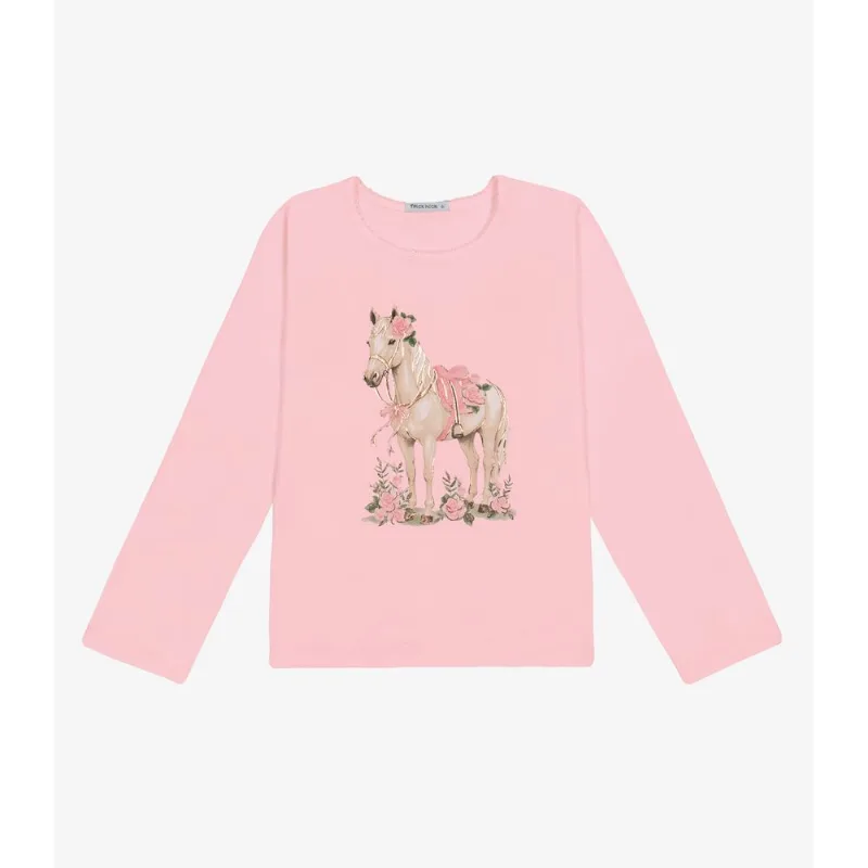 Blusa Feminina Infantil Manga Longa Trick Nick Rosa 6
