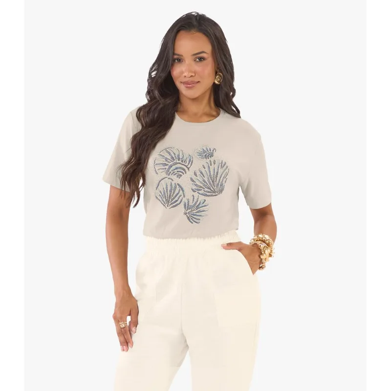 Blusa Feminina Visco Creponada Com Estampa Rovitex Bege M