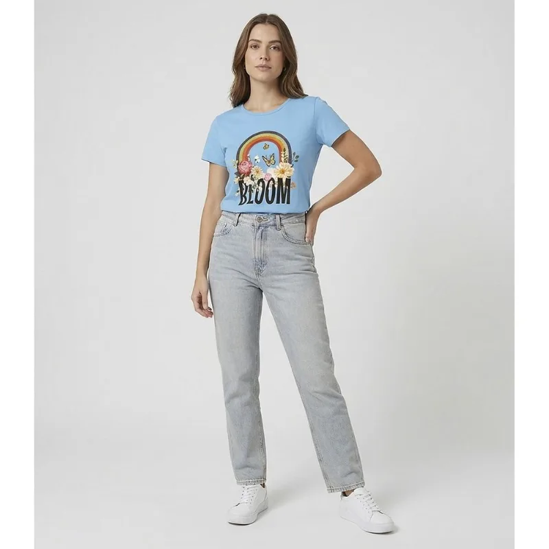 Blusa Baby Look Feminina Estampada Select Azul G