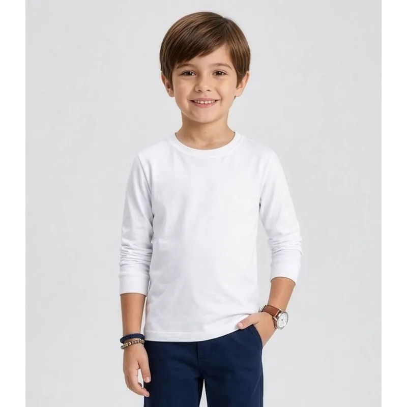 Camiseta Manga Longa Básica Rovitex Kids Branco 16