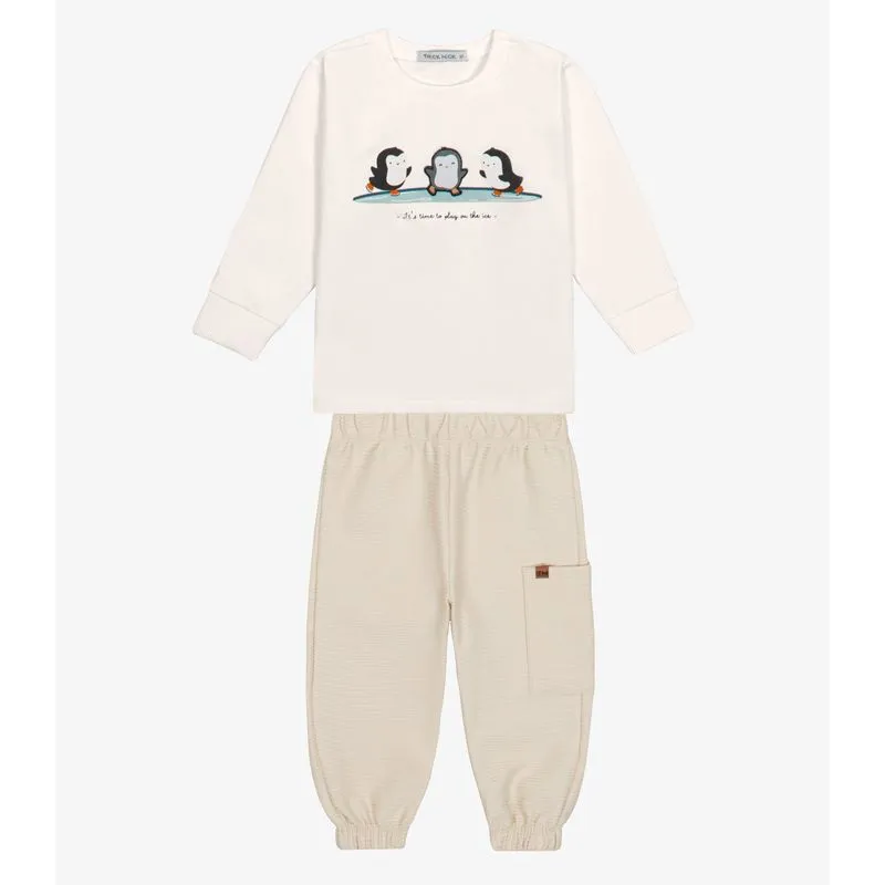 Conjunto Camiseta Com Calça Menino Trick Nick Bege 3