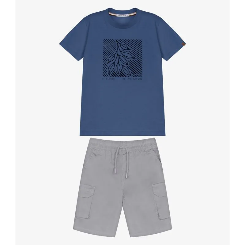 Conjunto Infantil Camiseta Com Bermuda Trick Nick Azul 3