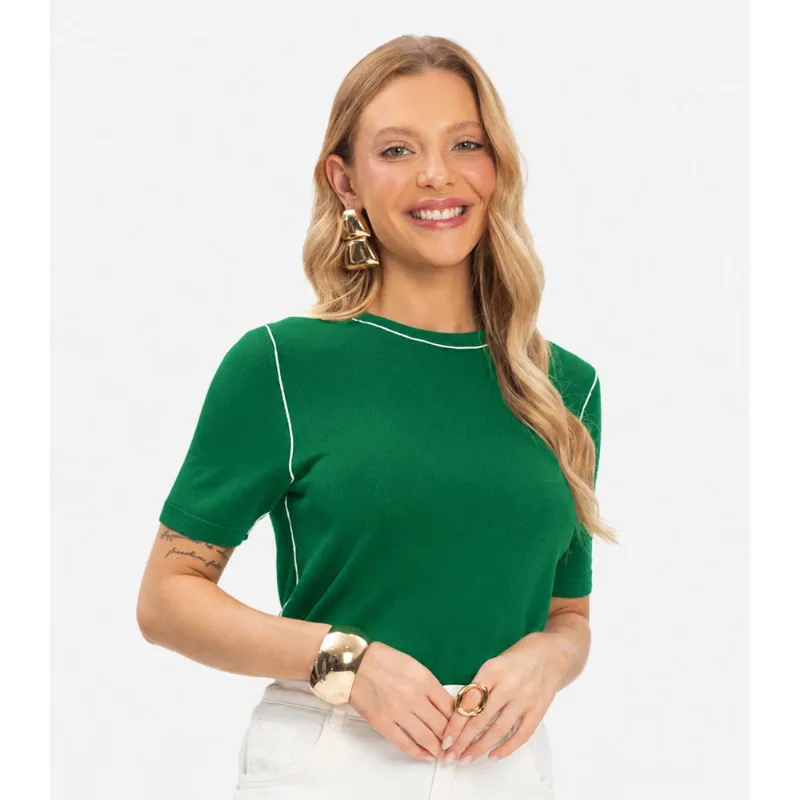 Blusa Feminina Tricot Com Detalhe Rovitex Verde M