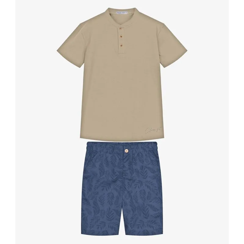 Conjunto Infantil Camiseta Com Bermuda Trick Nick Bege 8