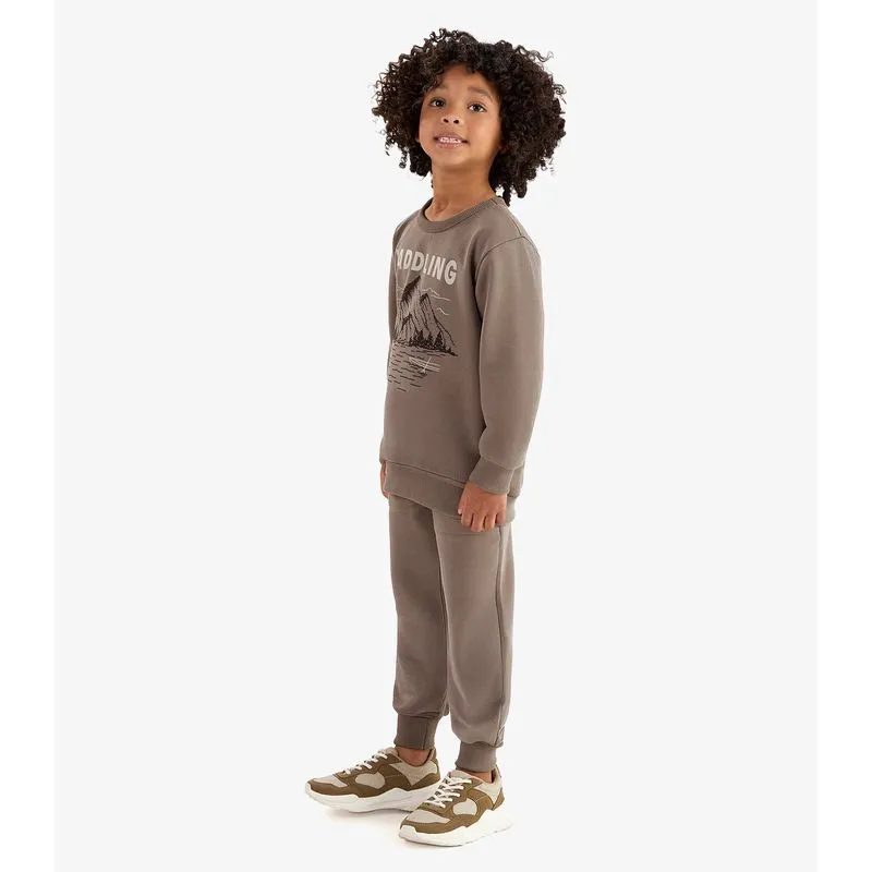 Conjunto Blusão e Calça Moletom Rovi Kids Marrom 12