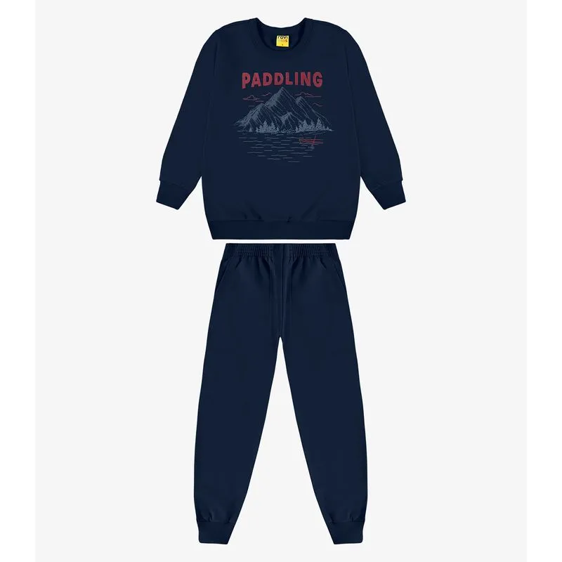 Conjunto Blusão e Calça Moletom Rovi Kids Azul 10