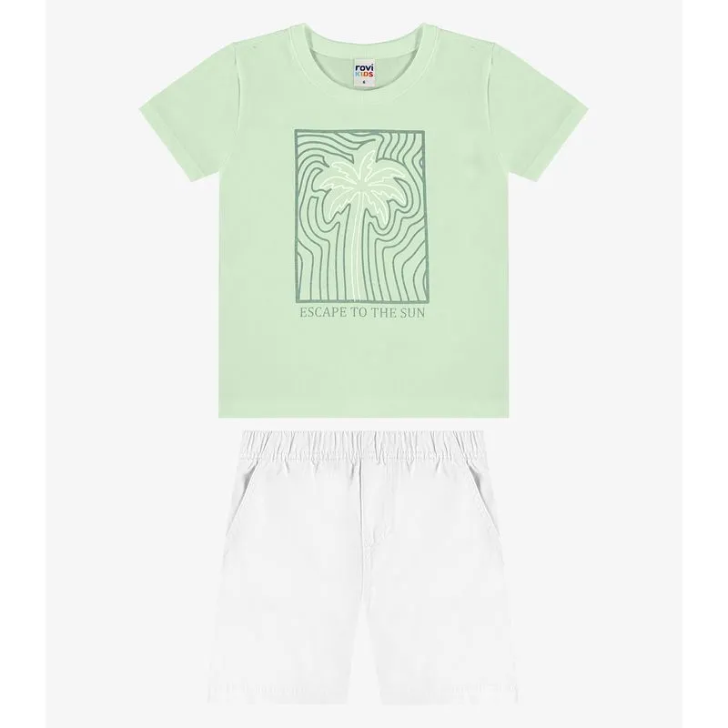 Conjunto Camiseta Com Bermuda Infantil Rovi Kids Verde 1