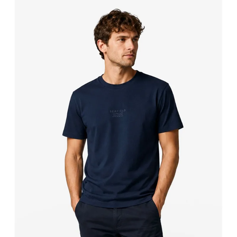 Camiseta Masculina Meia Malha Com Estampa Diametro Azul M