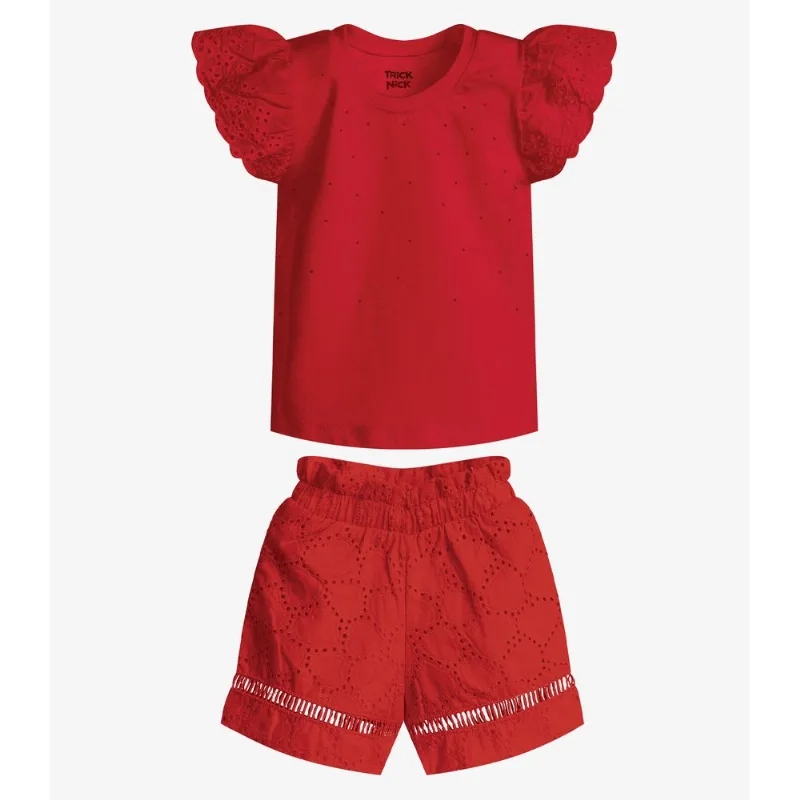 Conjunto Menina Blusa Com Shorts Trick Nick Vermelho M