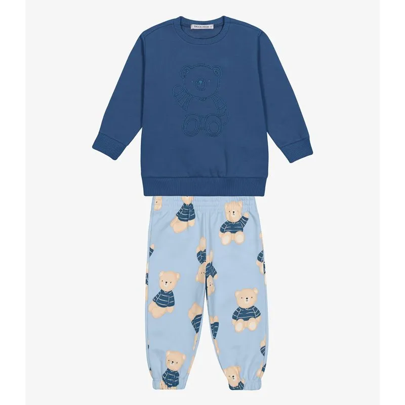 Conjunto Blusão Com Calça Moletom Felpa Trick Nick Azul 2