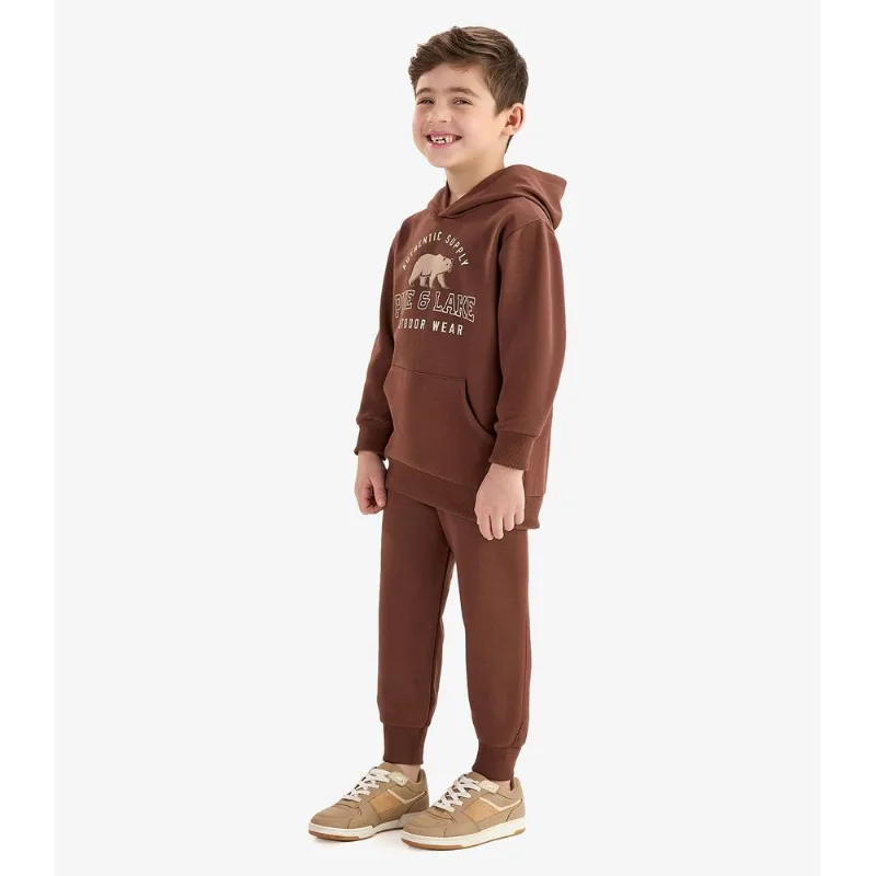 Conjunto Blusão De Capuz E Calça Moletom Rovi Kids Marrom 16