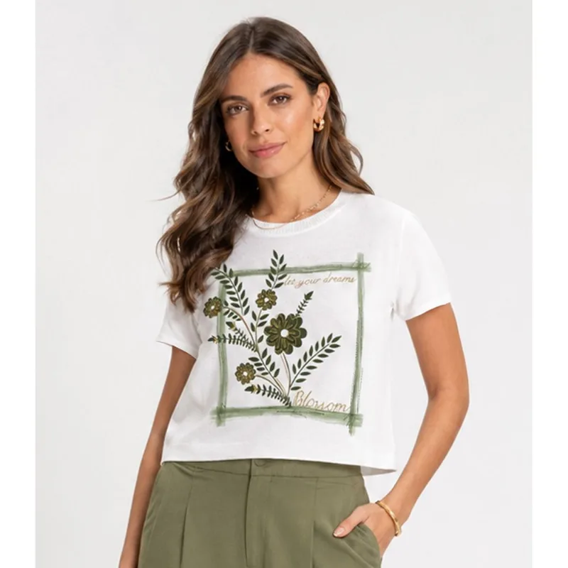 Blusa Feminina Visco Premiere Estampa Infinita Cor Bege G