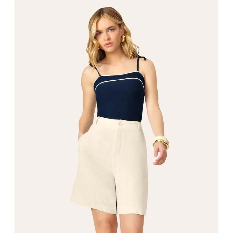 Blusa Feminina De Alça Em Viscose Lisa Endless Azul G