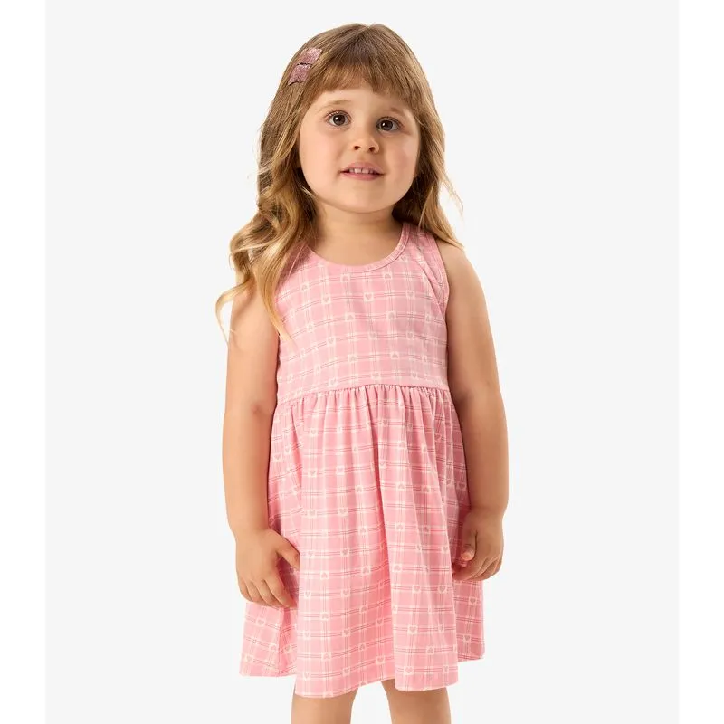 Vestido Infantil Cotton Leve Estampado Rovi Kids Rosa 1