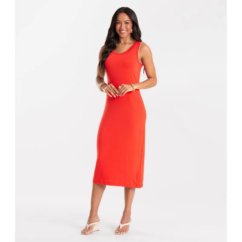 Vestido Feminino Midi Molecotton Viscose Rovitex Vermelho GG