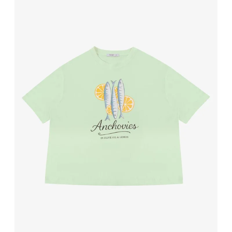 T-Shirt Feminina Estampa Sardinha Secret Glam Verde Plus G1