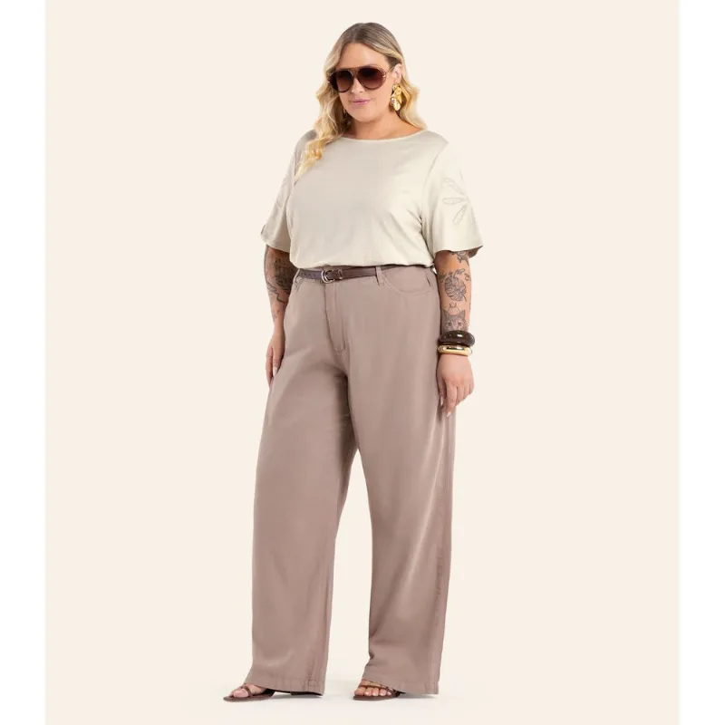 Blusa Feminina Com Bordado Secret Glam Bege Plus G1