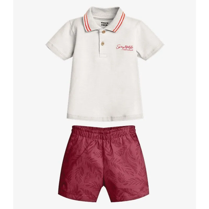Conjunto Infantil Polo Com Bermuda Trick Nick Bege M