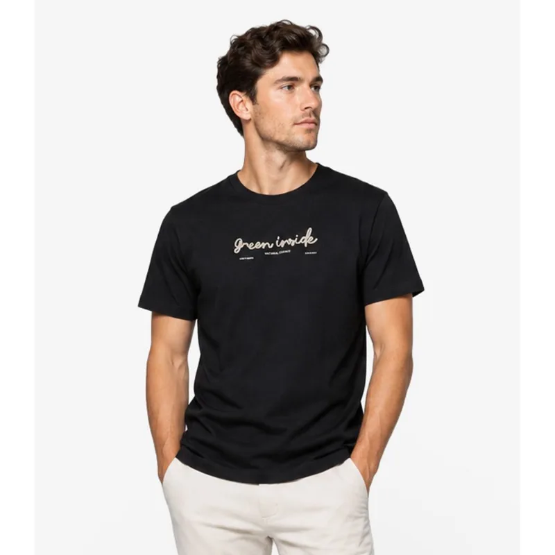 Camiseta Masculina Meia Malha Com Estampa Diametro Preto P